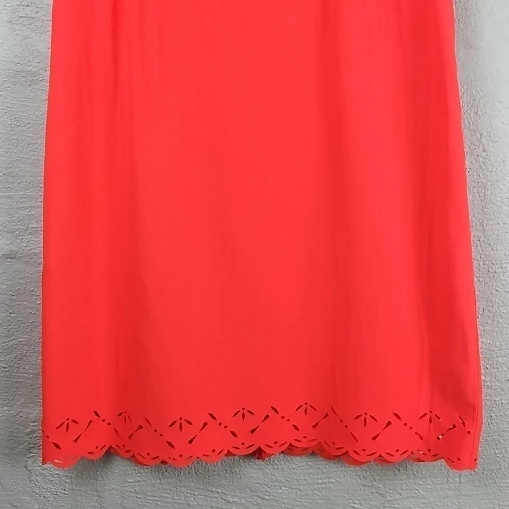 J. Crew Orange Round Neckline Sleeveless Lazer Cut Out Knee Length Shift Dress